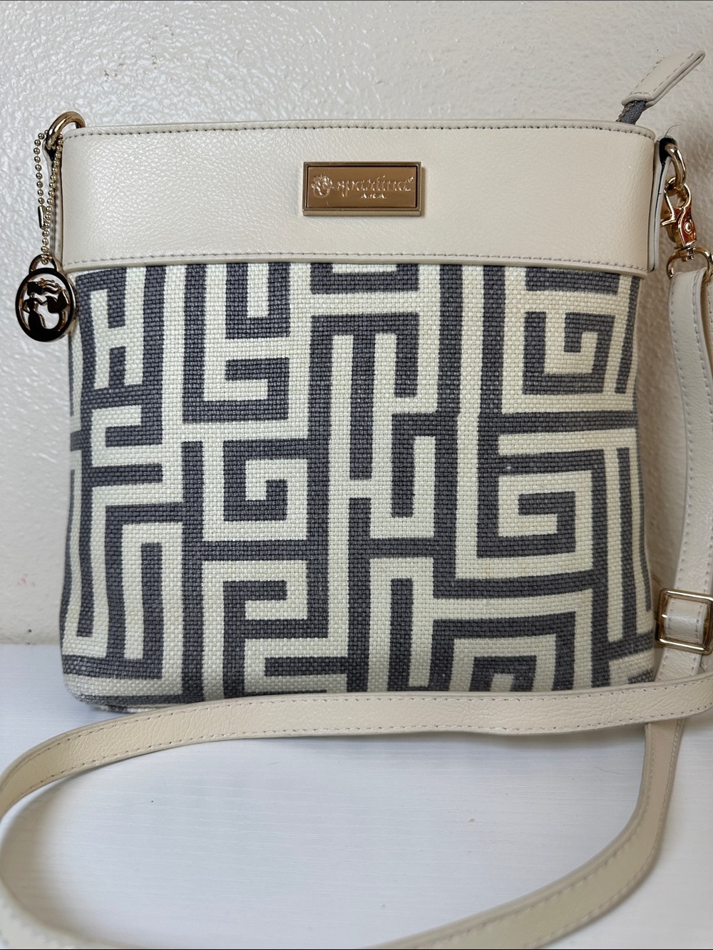 Spartina linen and leather 2-way Shoulder / Crossbody Bag
